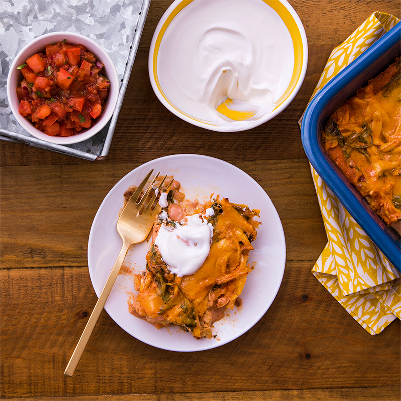 Chicken, Spinach and Chipotle Enchilada Bake